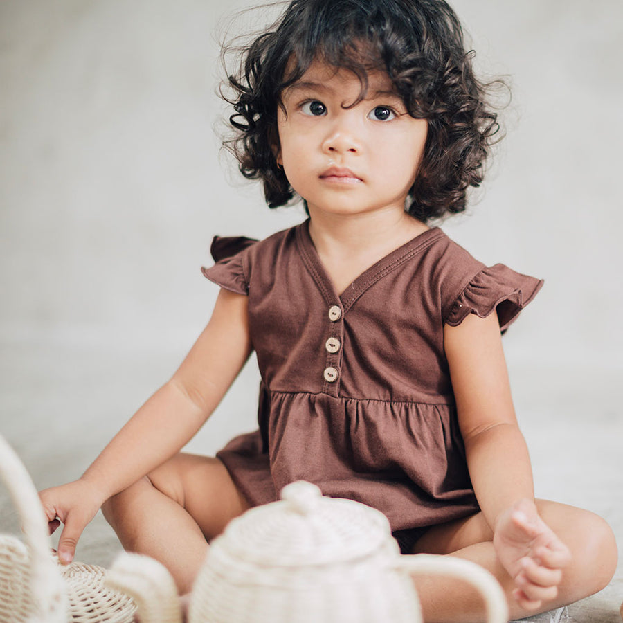 Cappucino Ruffle Bodysuit Overall