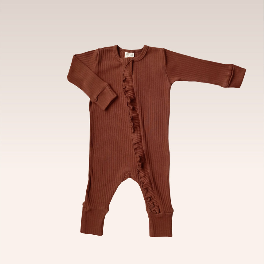 Gingerbread Sleepsuit Ruffle Zipper
