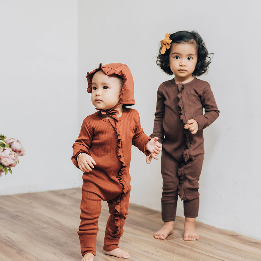 Cappucino Sleepsuit Ruffle Zipper