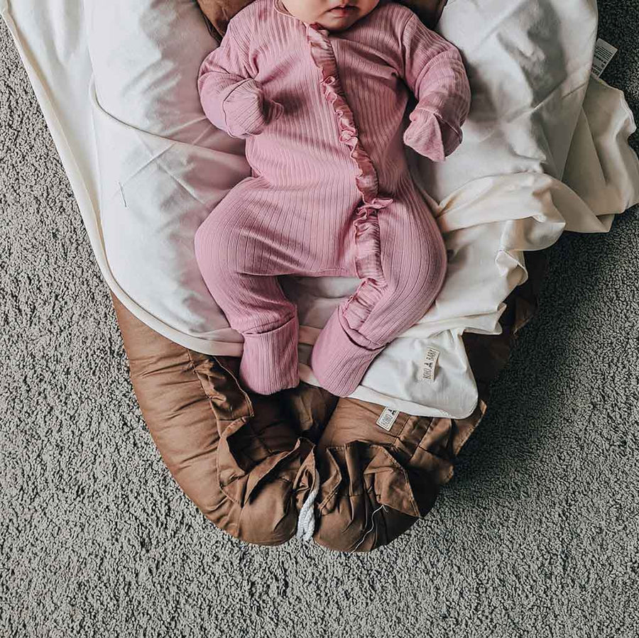 Rose Sleepsuit Ruffle Zipper