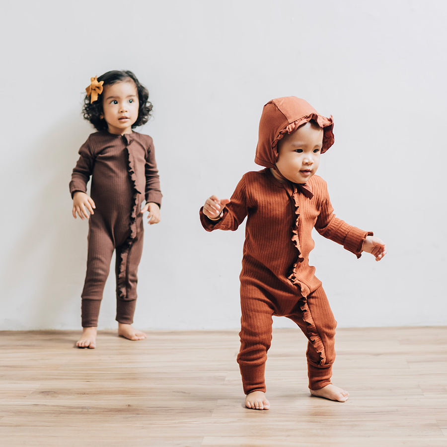 Cappucino Sleepsuit Ruffle Zipper