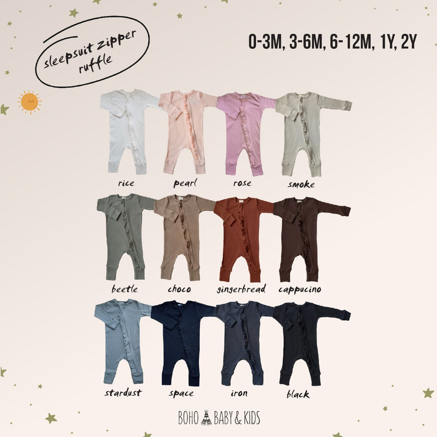 Stardust Sleepsuit Ruffle Zipper