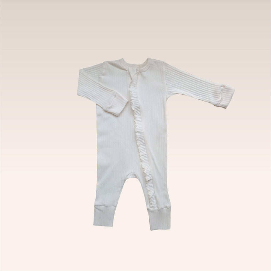 Rice Sleepsuit Ruffle Zipper
