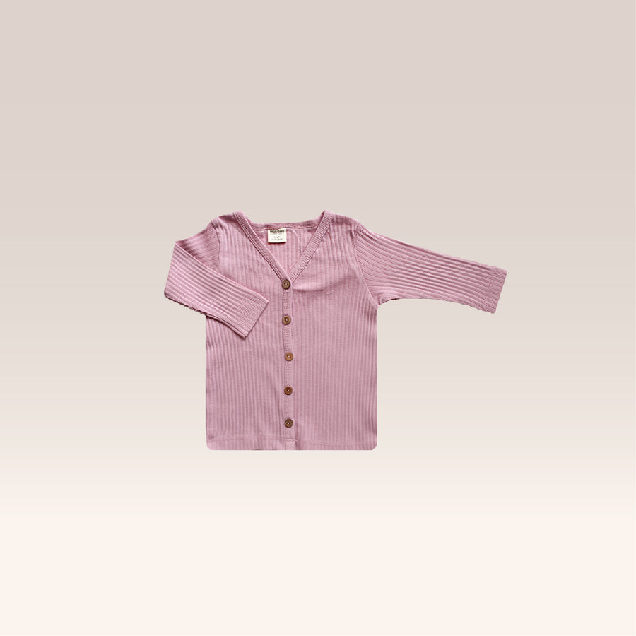 Rose 100% Cotton Ribbed Cardigan