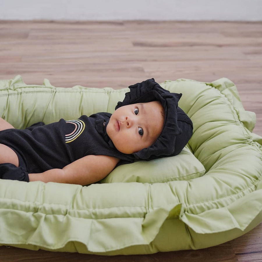 Black Baby Ruffle Bonnet