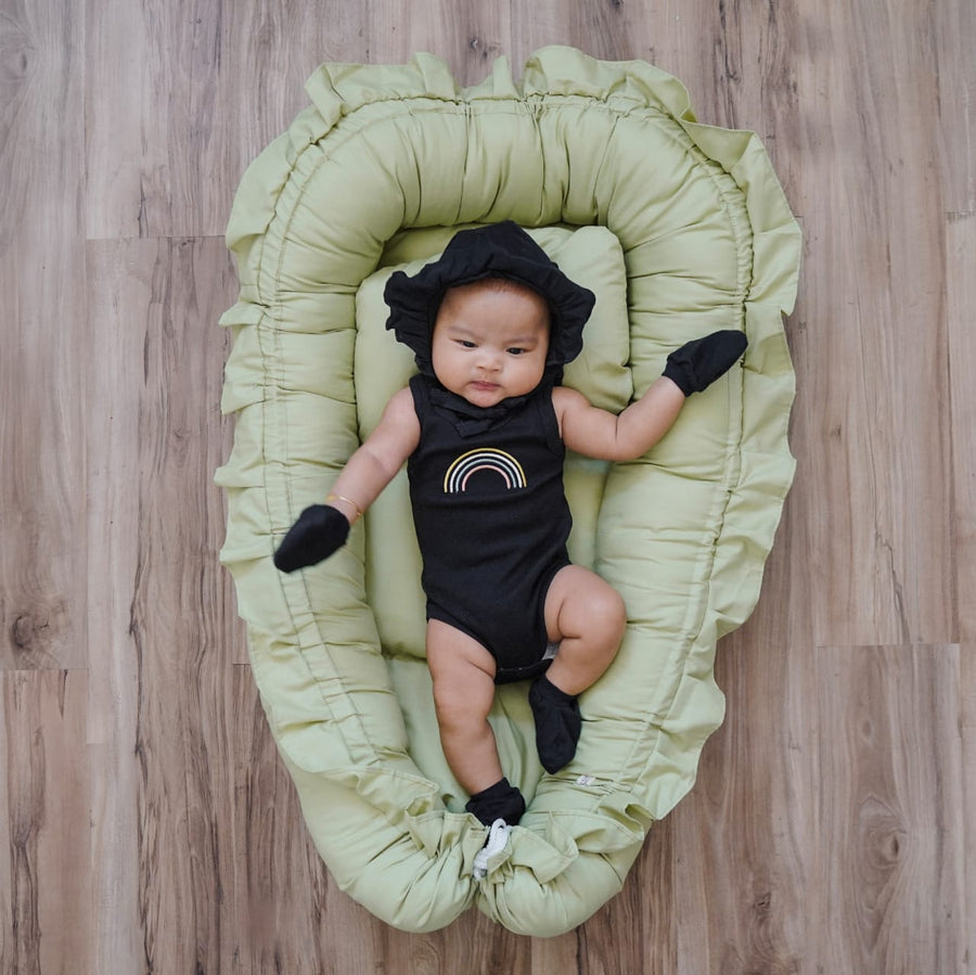 Black Baby Ruffle Bonnet