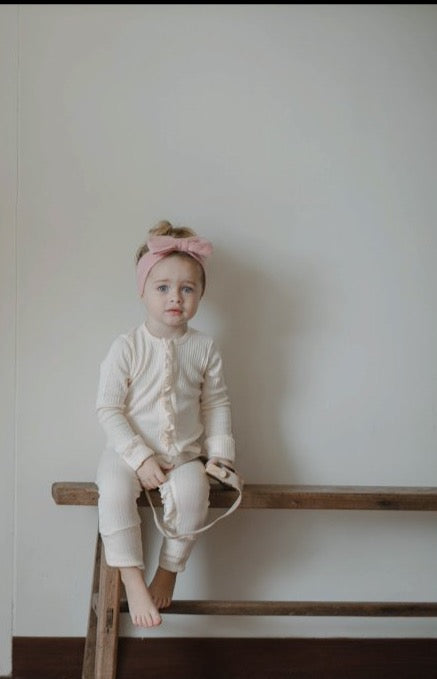 Rice Sleepsuit Ruffle Zipper