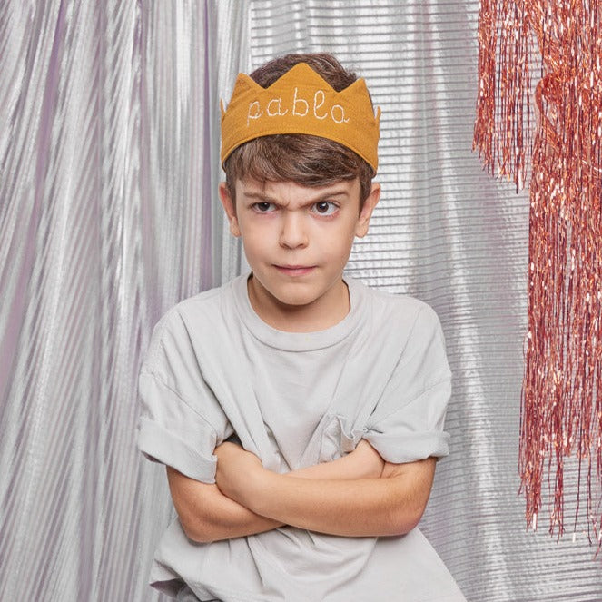PARTY UNISEX CROWN - Mustard Linen