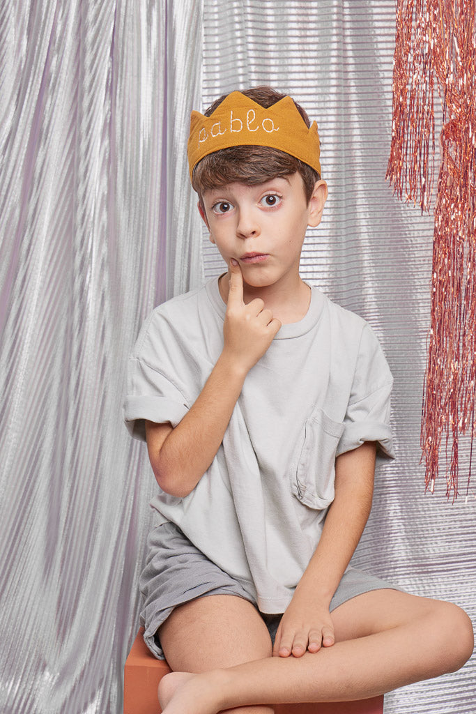 PARTY UNISEX CROWN - Mustard Linen