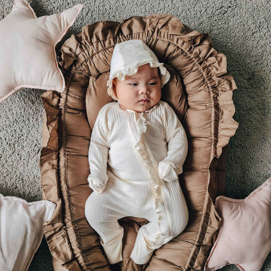 Rice Sleepsuit Ruffle Zipper